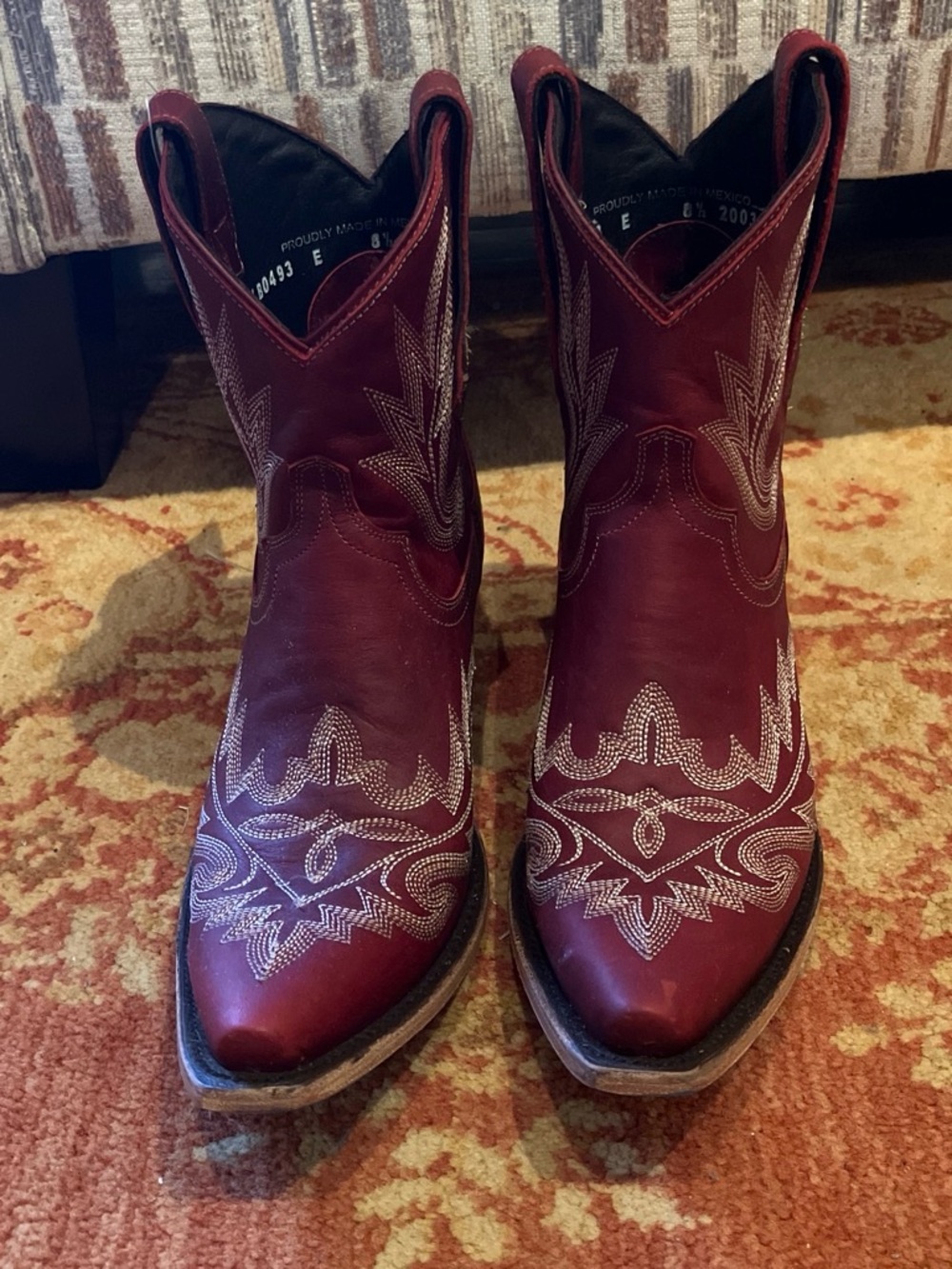 NWT Lane Lexington Leather Western Bootie, Smoldering Ruby, size 8.5 - Picture 4 of 6